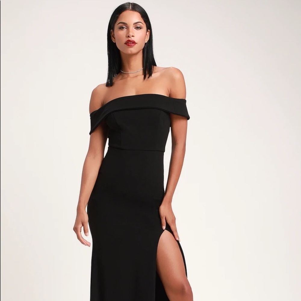 Aveline Black Off-the-Shoulder Maxi Dress, Size Large